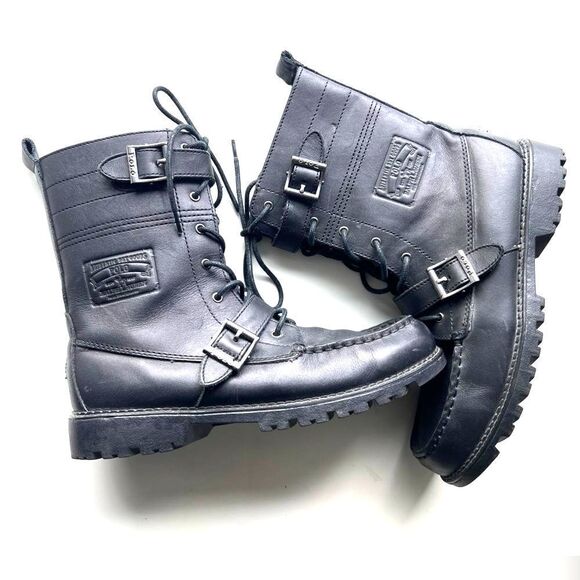 Polo Ralph Lauren Mens Ranger Boot combat bikercore leather black Radbourne 7. main image 13